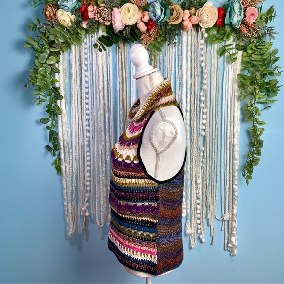 NWT Free People Crochet Cowl Neck Sweater Tank M - Picture 3 of 6